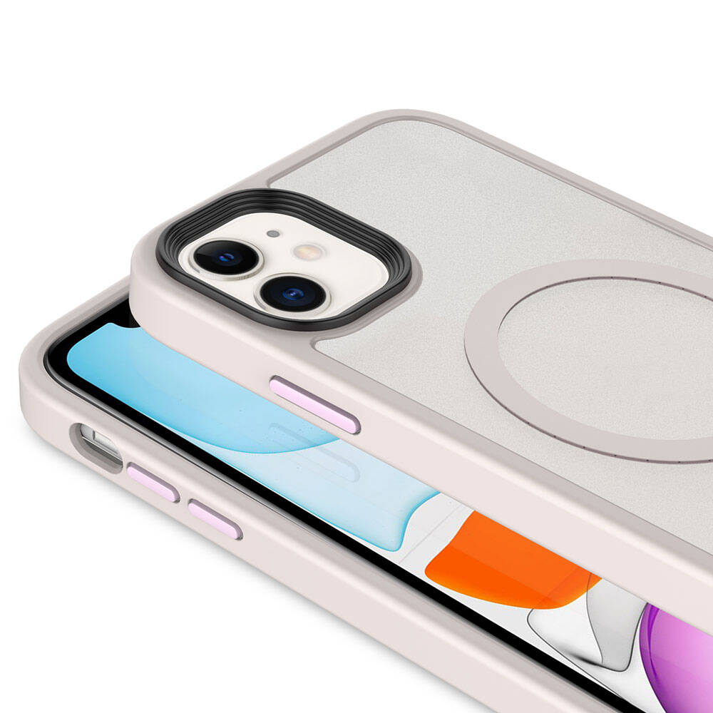 Apple iPhone 11 Kılıf Mat Arka Yüzey Wireless Şarj Özellikli Zore Flet M-safe Kapak Sarı
