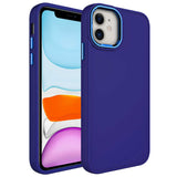 Apple iPhone 11 Kılıf Metal Çerçeve ve Buton Tasarımlı Silikon Zore Luna Kapak Saks Mavi