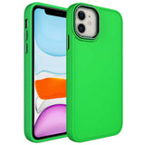 Apple iPhone 11 Kılıf Metal Çerçeve ve Buton Tasarımlı Silikon Zore Luna Kapak Fosfor Yeşili