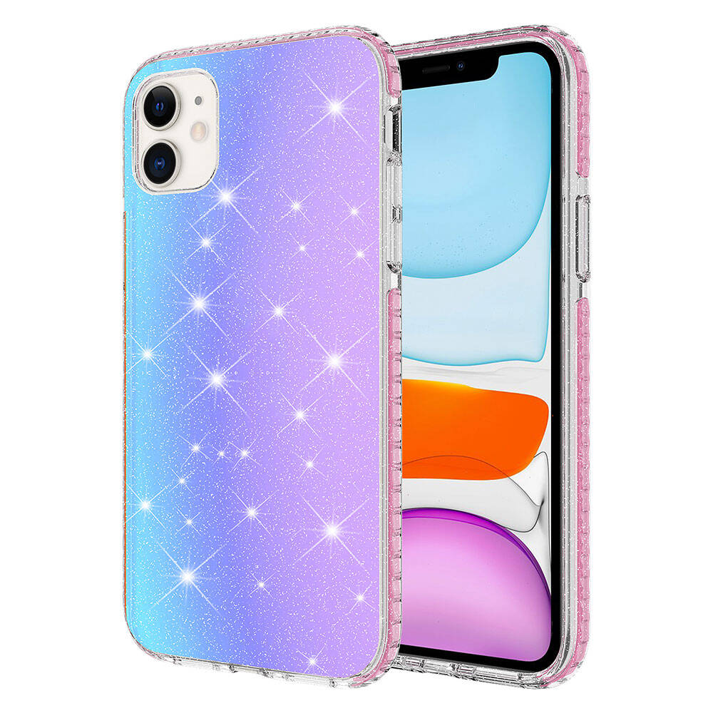 Apple iPhone 11 Kılıf Parlak Renk Geçişli Zore Velle Kapak Mor