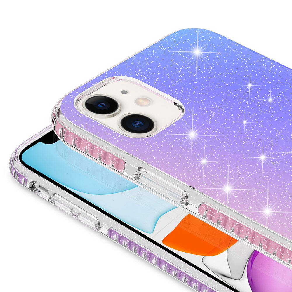 Apple iPhone 11 Kılıf Parlak Renk Geçişli Zore Velle Kapak Mor