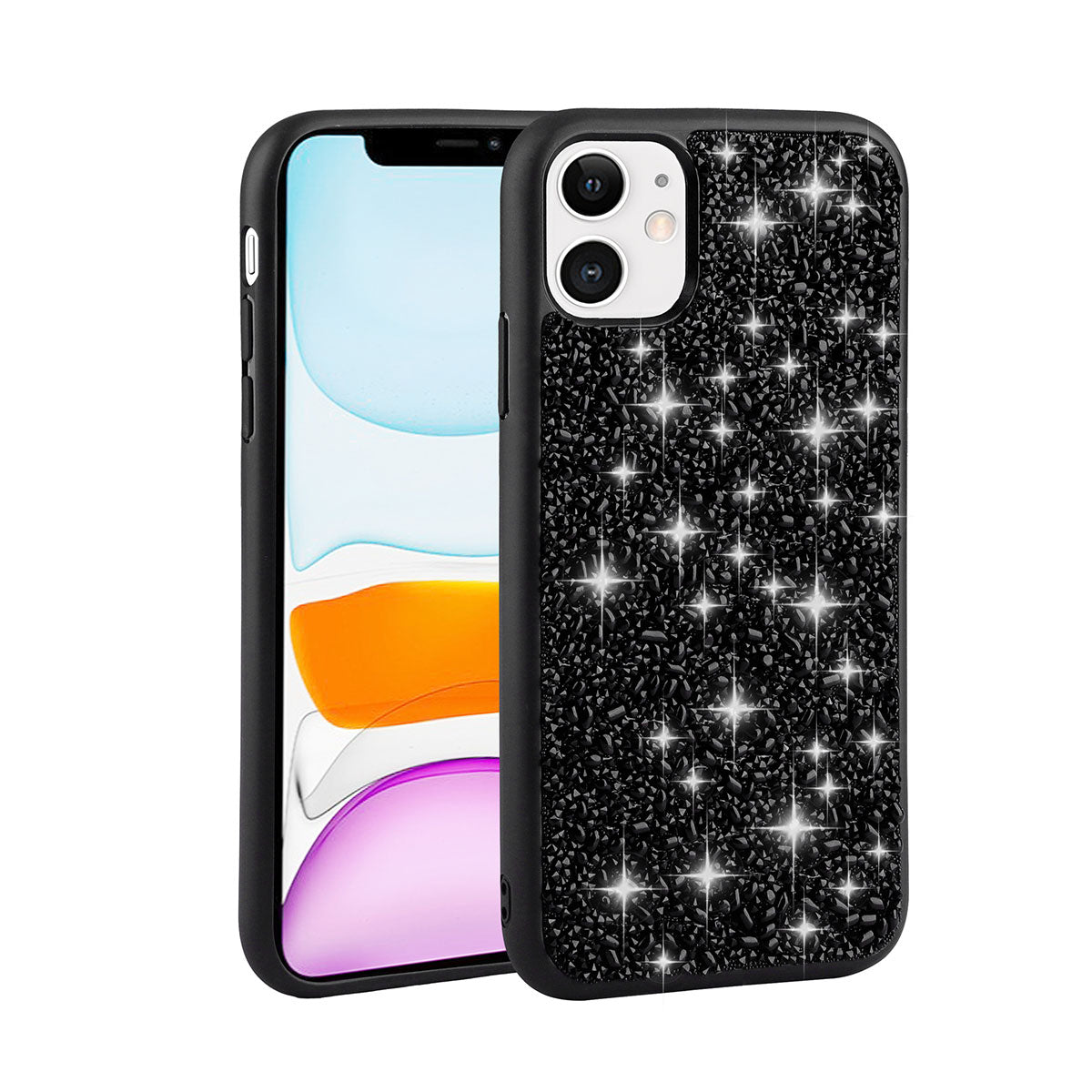 Apple iPhone 11 Kılıf Parlak Taşlı Tasarım Zore Linea Kapak Gümüş