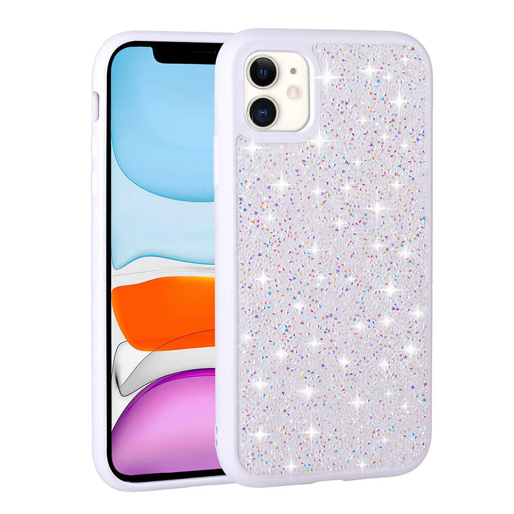 Apple iPhone 11 Kılıf Parlak Taşlı Tasarım Zore Pırlanta Kapak Beyaz