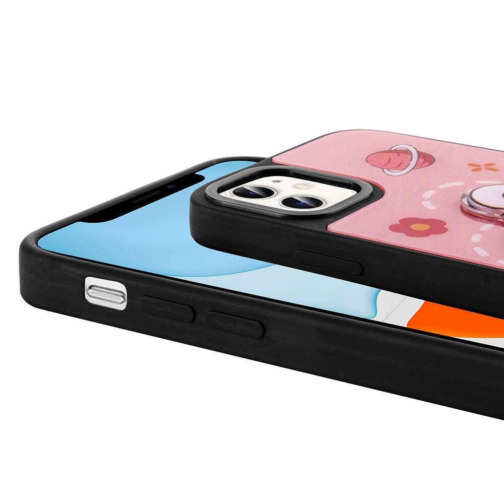 Apple iPhone 11 Kılıf Parlayan Kabartmalı İkonik Figürlü Zore Amas Silikon Kapak Siyah