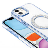 Apple iPhone 11 Kılıf Pırlanta Taş Tasarımlı M-safe Şarj Özellikli Zore Karetta Silikon Kapak Rose Gold