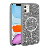 Apple iPhone 11 Kılıf Pırlanta Tasarımlı M-safe Şarj Özellikli Zore Mozaik Silikon Kapak Siyah