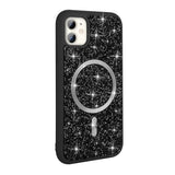 Apple iPhone 11 Kılıf Pırlanta Tasarımlı M-safe Şarj Özellikli Zore Mozaik Silikon Kapak Siyah