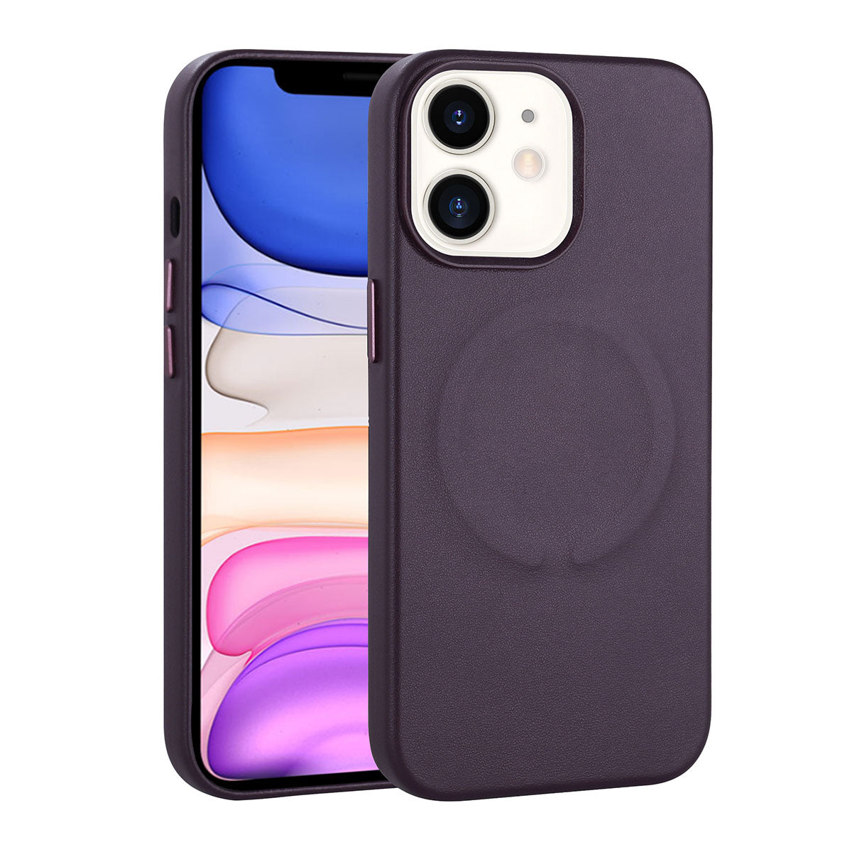 Apple iPhone 11 Kılıf PU Deri M-safe Wireless Şarj Özellikli Zore Derix Kapak Derin Mor
