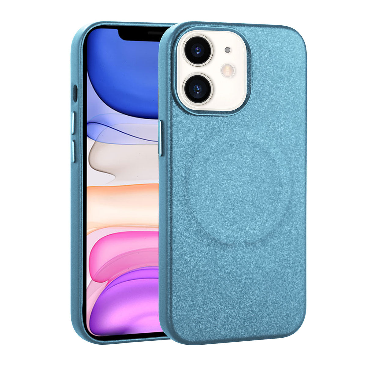 Apple iPhone 11 Kılıf PU Deri M-safe Wireless Şarj Özellikli Zore Derix Kapak Mavi