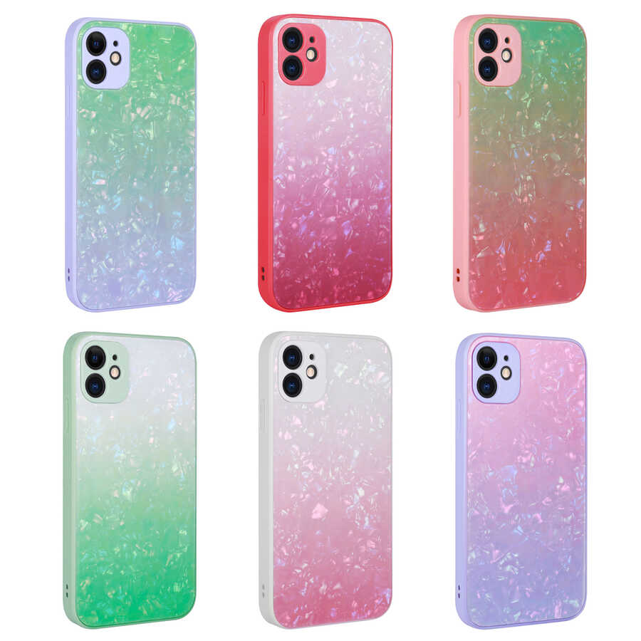 Apple iPhone 11 Kılıf Renk Geçişli Mermer Desenli Sert Silikon Zore Granit Kapak NO6