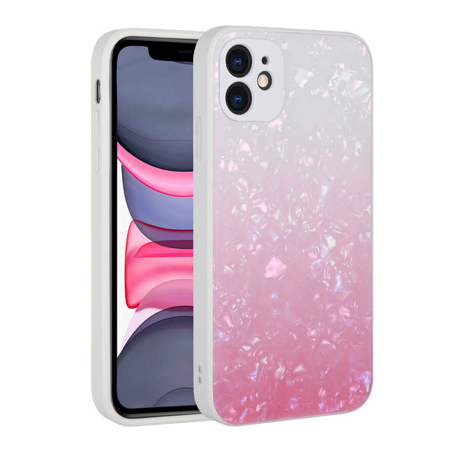 Apple iPhone 11 Kılıf Renk Geçişli Mermer Desenli Sert Silikon Zore Granit Kapak NO1