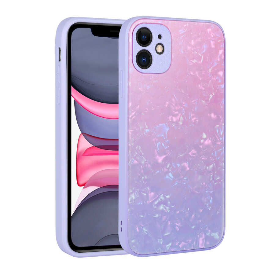 Apple iPhone 11 Kılıf Renk Geçişli Mermer Desenli Sert Silikon Zore Granit Kapak NO3