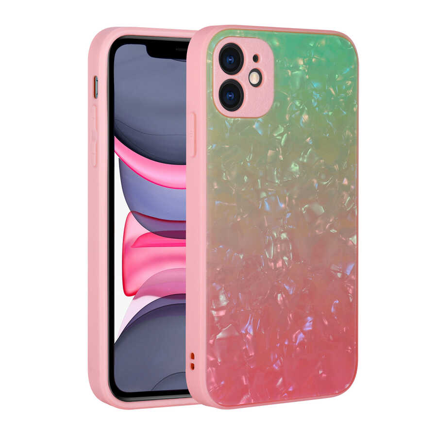 Apple iPhone 11 Kılıf Renk Geçişli Mermer Desenli Sert Silikon Zore Granit Kapak NO4