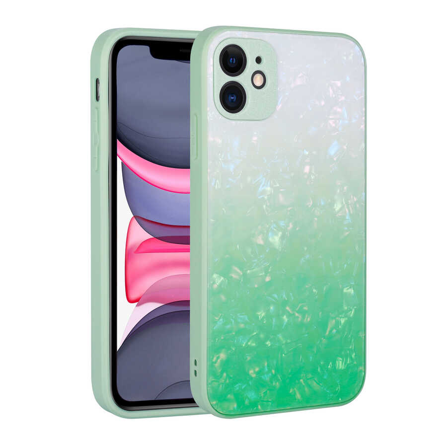 Apple iPhone 11 Kılıf Renk Geçişli Mermer Desenli Sert Silikon Zore Granit Kapak NO5