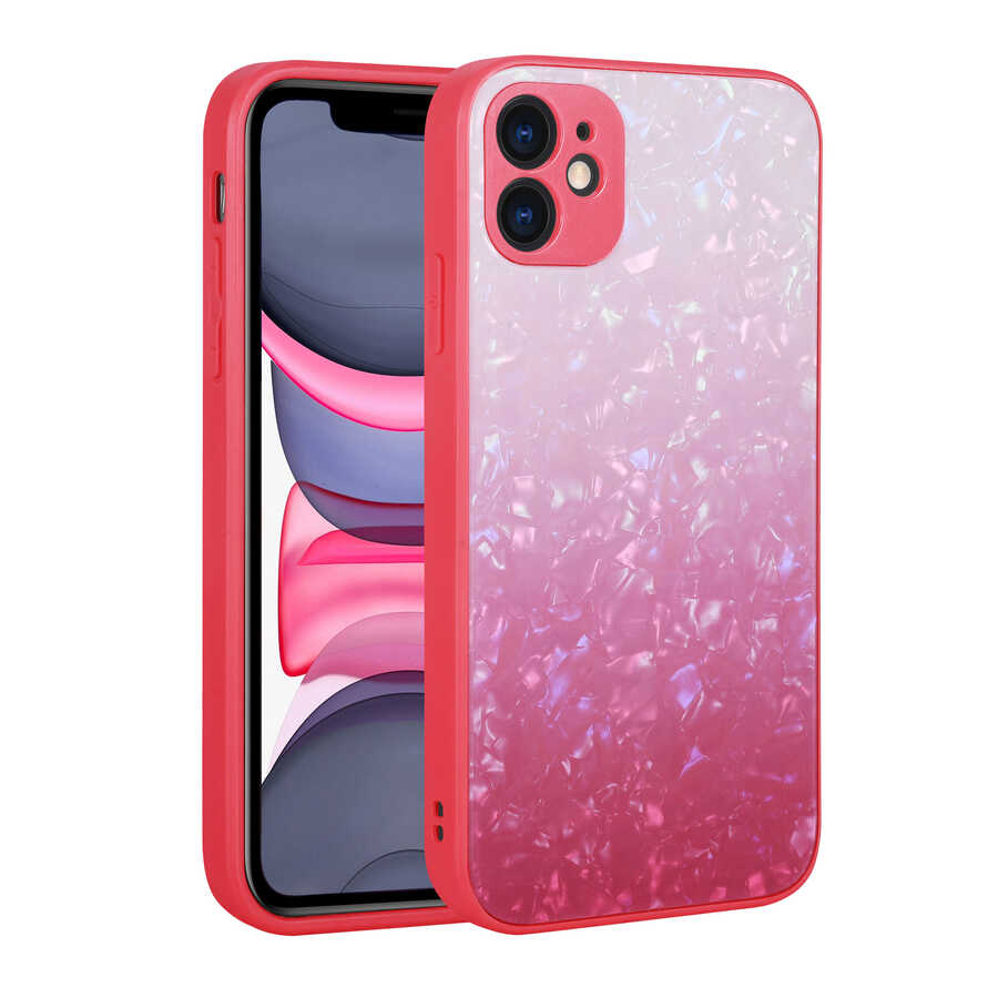 Apple iPhone 11 Kılıf Renk Geçişli Mermer Desenli Sert Silikon Zore Granit Kapak NO6