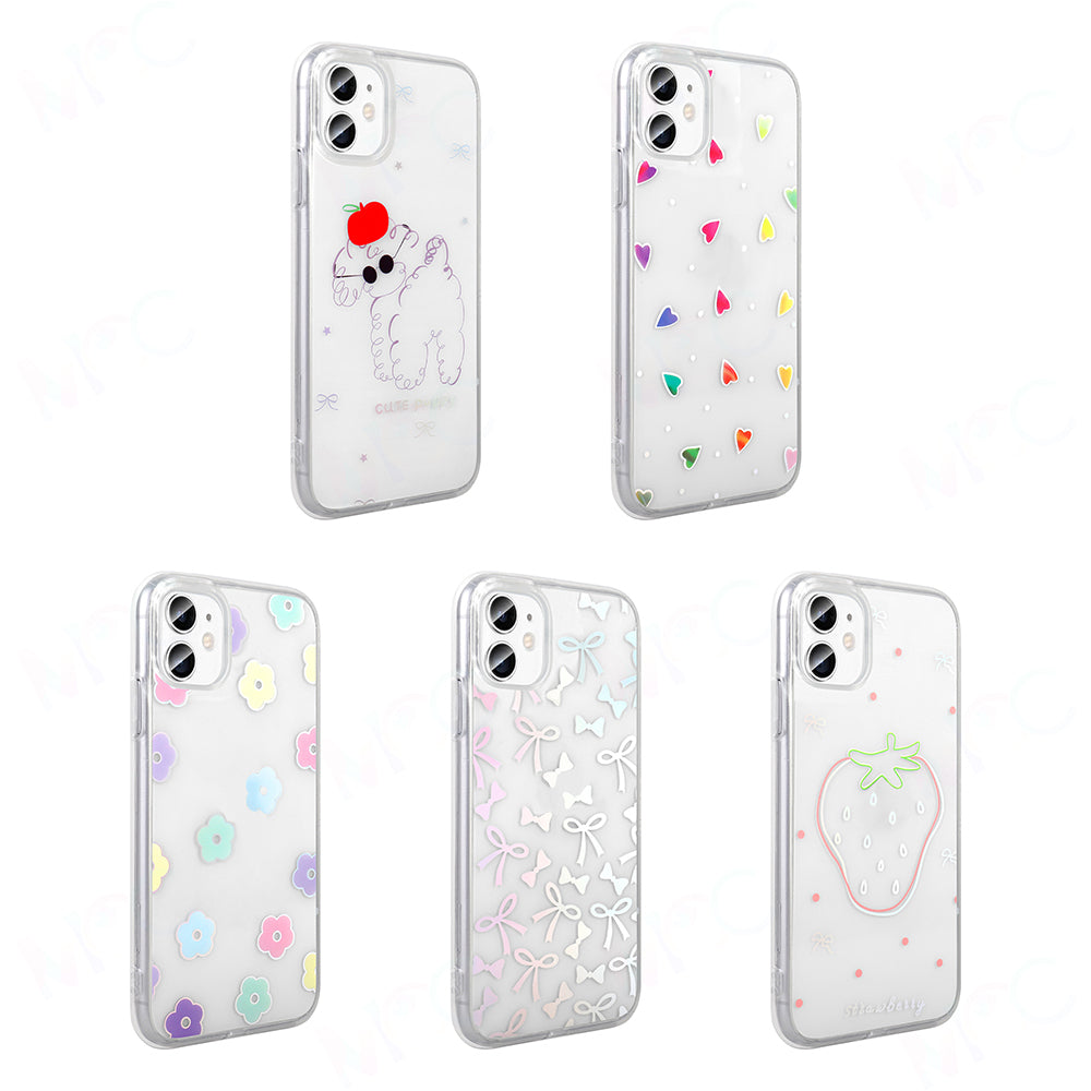 Apple iPhone 11 Kılıf Şeffaf Figürlü Zore Folk Sert Kapak Sevimli Köpek