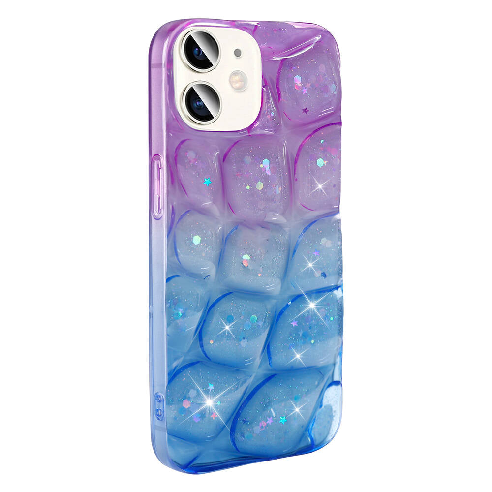 Apple iPhone 11 Kılıf Simli 3D Desenli Zore Hacar Kapak Mor-Mavi