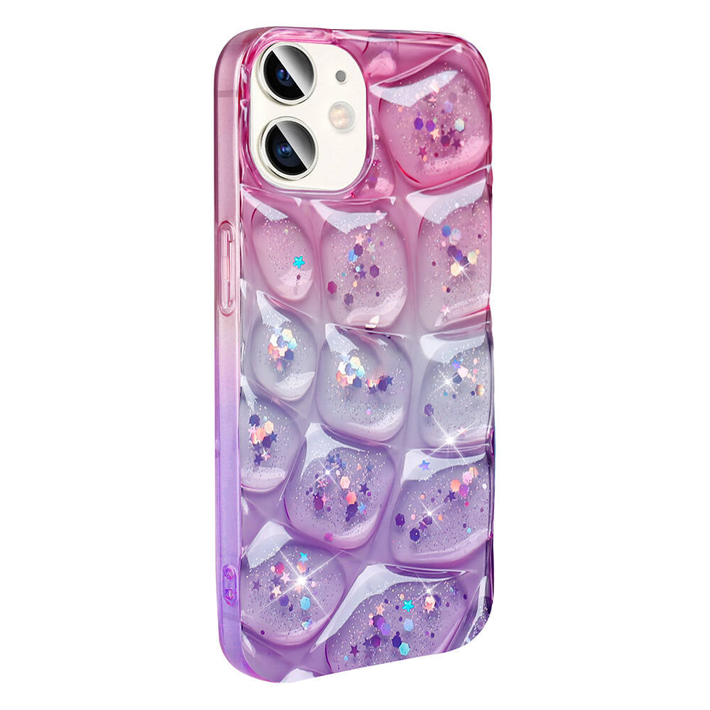 Apple iPhone 11 Kılıf Simli 3D Desenli Zore Hacar Kapak Pembe-Mor