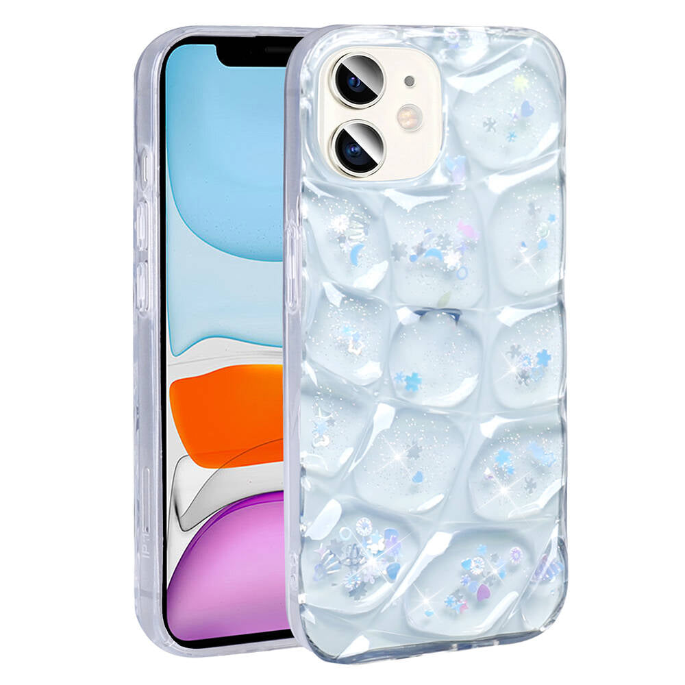 Apple iPhone 11 Kılıf Simli 3D Desenli Zore Hacar Kapak Pembe-Mavi