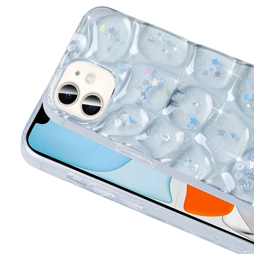 Apple iPhone 11 Kılıf Simli 3D Desenli Zore Hacar Kapak Mor-Mavi
