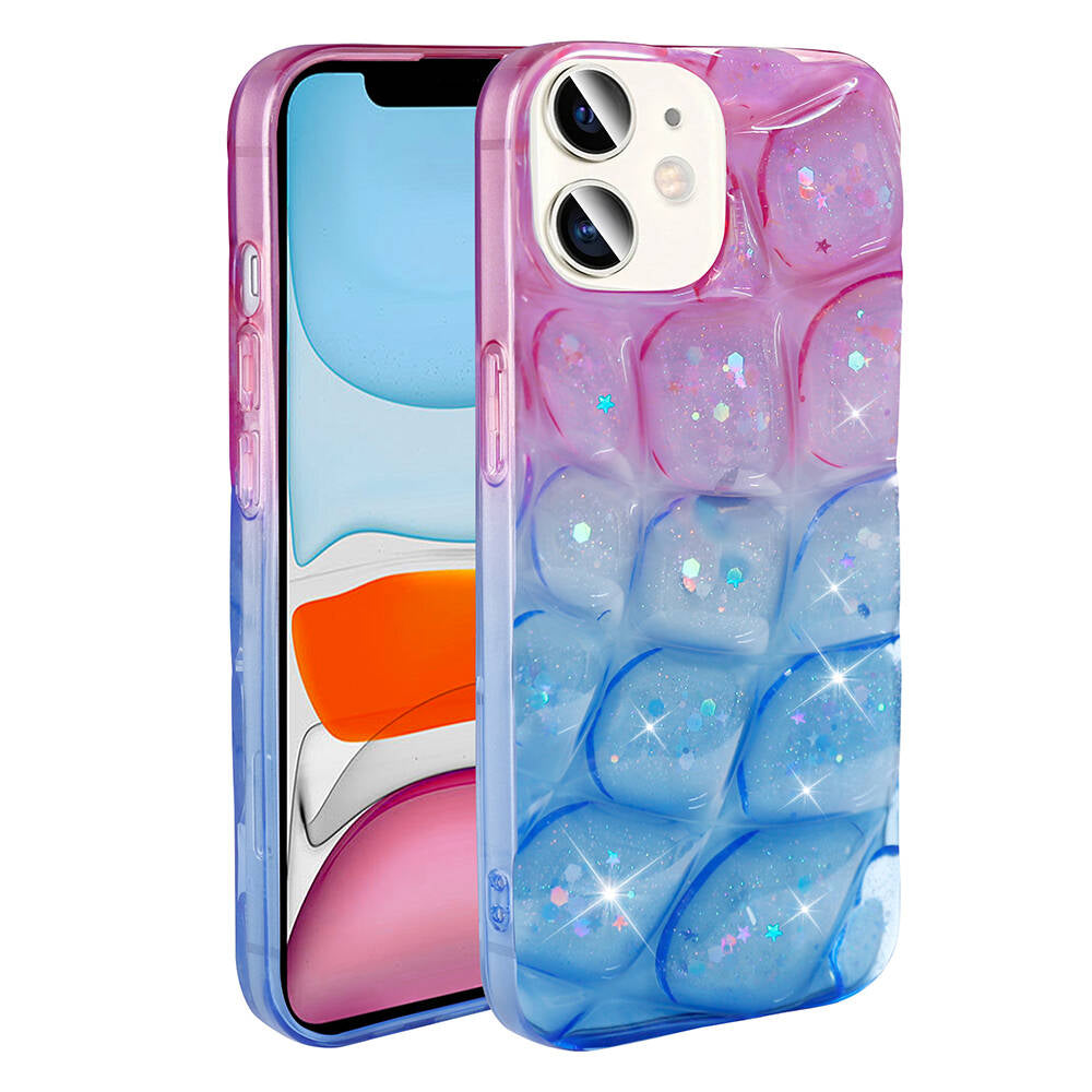 Apple iPhone 11 Kılıf Simli 3D Desenli Zore Hacar Kapak Mor-Mavi