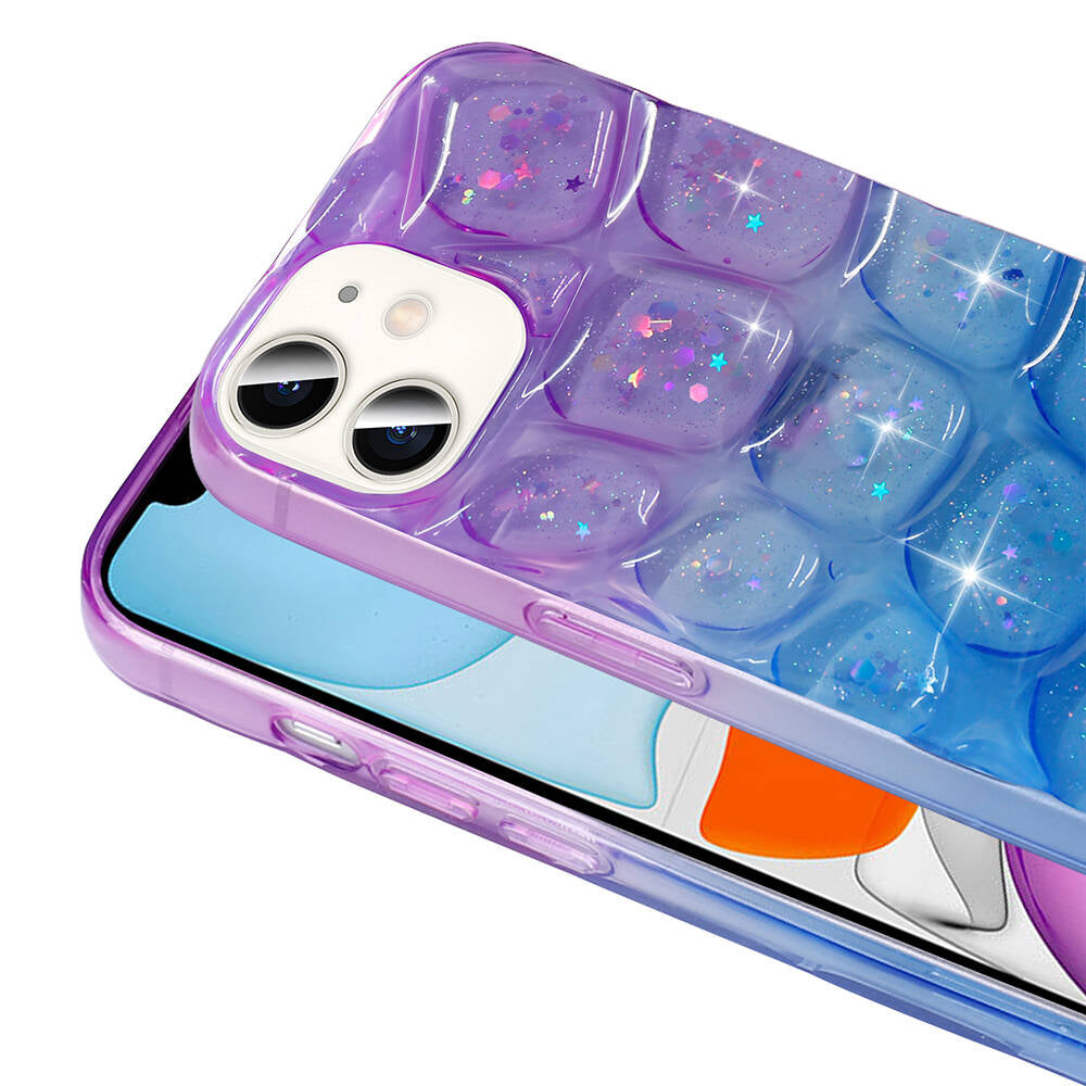 Apple iPhone 11 Kılıf Simli 3D Desenli Zore Hacar Kapak Pembe-Mor