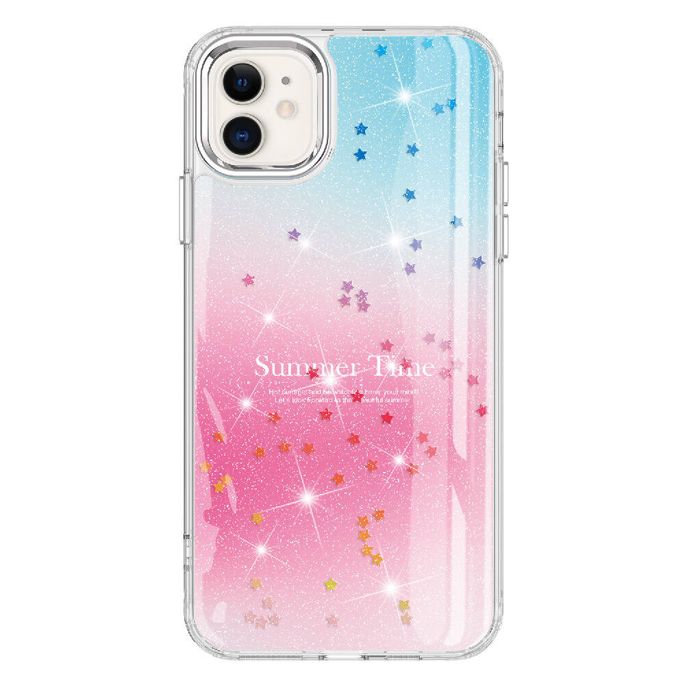 Apple iPhone 11 Kılıf Simli Desenli Parlak Zore Task Kapak Mavi