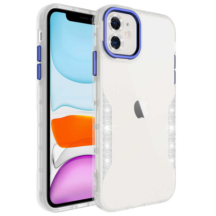 Apple iPhone 11 Kılıf Simli ve Lens Korumalı Zore Pano Kapak Rose Gold