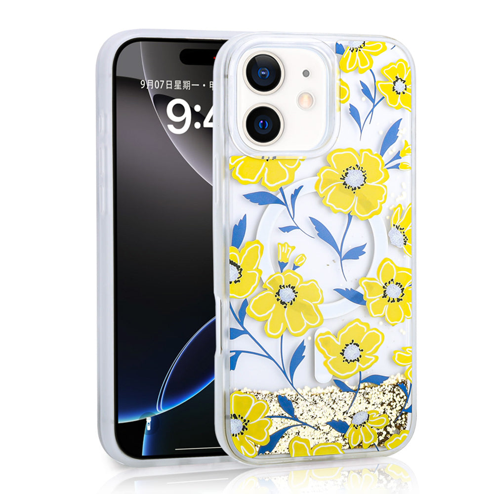 Apple iPhone 11 Kılıf Sıvılı Simli Baskılı Şeffaf Arka Yüzey Zore Mossa Silikon Kapak Siyah