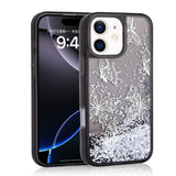 Apple iPhone 11 Kılıf Sıvılı Simli Kelebek Baskılı Şeffaf Arka Yüzey Zore Glis Silikon Kapak Siyah