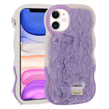 Apple iPhone 11 Kılıf Standlı Kamera Korumalı Tüylü Arka Yüzey Tasarım Zore Mona Kapak Mor