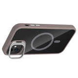 Apple iPhone 11 Kılıf Standlı ve Kamera Lens Hediyeli M-Safe Şarj Özellikli Zore Etro Kapak Desert Titanyum
