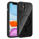 Apple iPhone 11 Kılıf Standlı ve Kamera Lens Hediyeli M-Safe Şarj Özellikli Zore Etro Kapak Siyah
