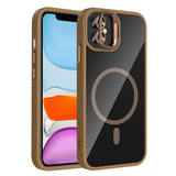 Apple iPhone 11 Kılıf Standlı ve Kamera Lens Hediyeli M-Safe Şarj Özellikli Zore Etro Kapak Desert Titanyum