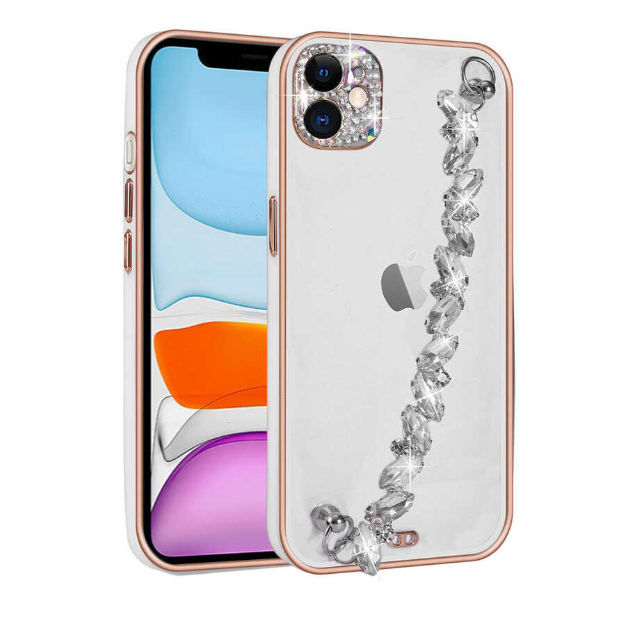 Apple iPhone 11 Kılıf Taş Süslemeli Kamera Korumalı El Tutamaçlı Zore Blazer Kapak Siyah