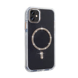 Apple iPhone 11 Kılıf Taşlı Tasarım M-safe Şarj Özellikli Zore Koment Silikon Kapak Gümüş