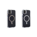 Apple iPhone 11 Kılıf Taşlı Tasarım M-safe Şarj Özellikli Zore Koment Silikon Kapak Gümüş