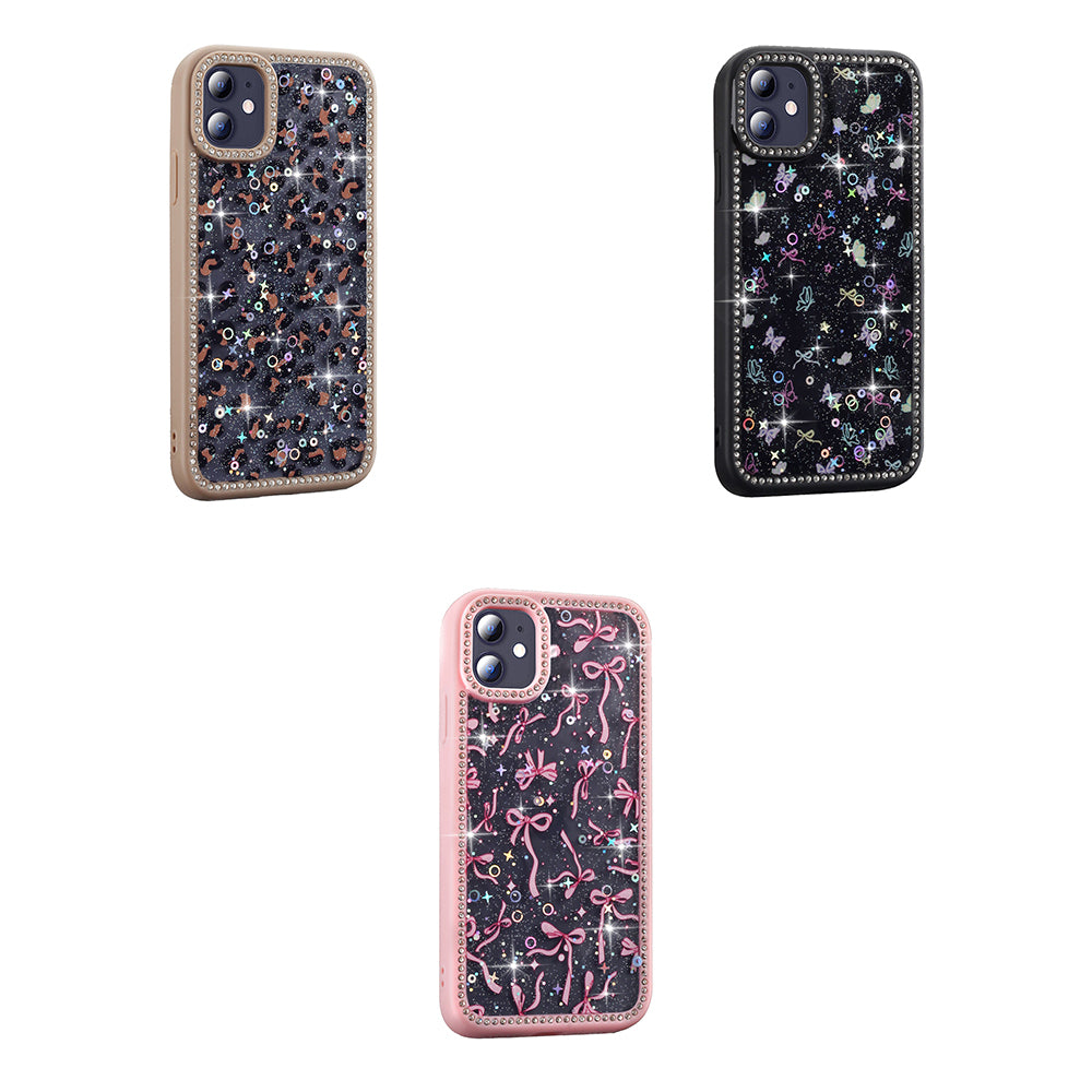 Apple iPhone 11 Kılıf Taşlı ve Simli Tasarım Zore Azra Kapak Siyah