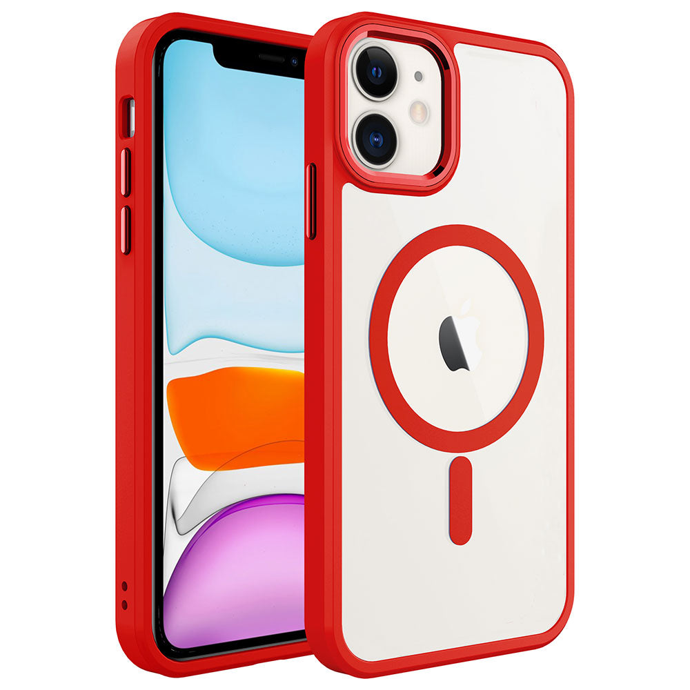 Apple iPhone 11 Kılıf Wireless Şarj Özellikli Zore Krom M-safe Silikon Kapak Lavendery Gray