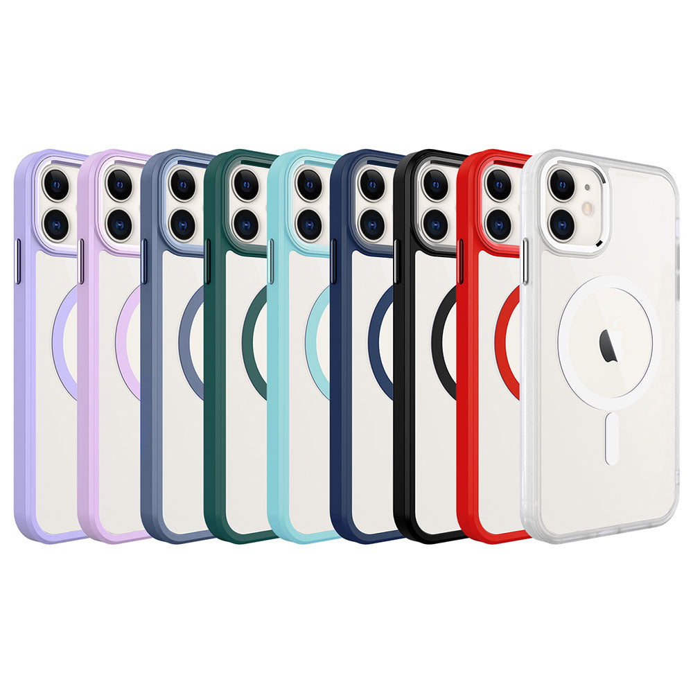 Apple iPhone 11 Kılıf Wireless Şarj Özellikli Zore Krom M-safe Silikon Kapak Kırmızı