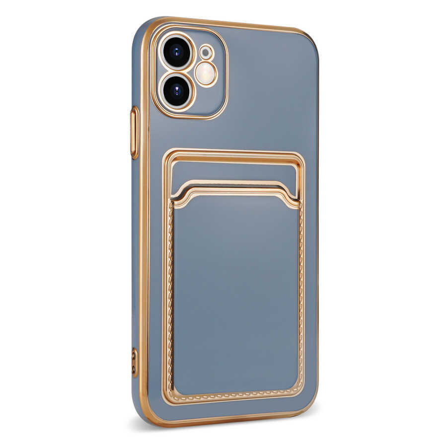 Apple iPhone 11 Kılıf Zore Bark Kartlıklı Kapak Rose Gold