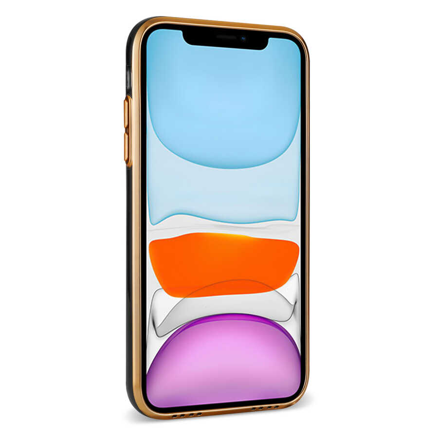 Apple iPhone 11 Kılıf Zore Bark Kartlıklı Kapak Rose Gold