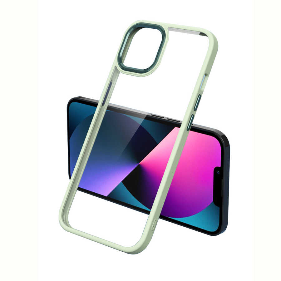Apple iPhone 11 Kılıf Zore Krom Kapak Açık Yeşil