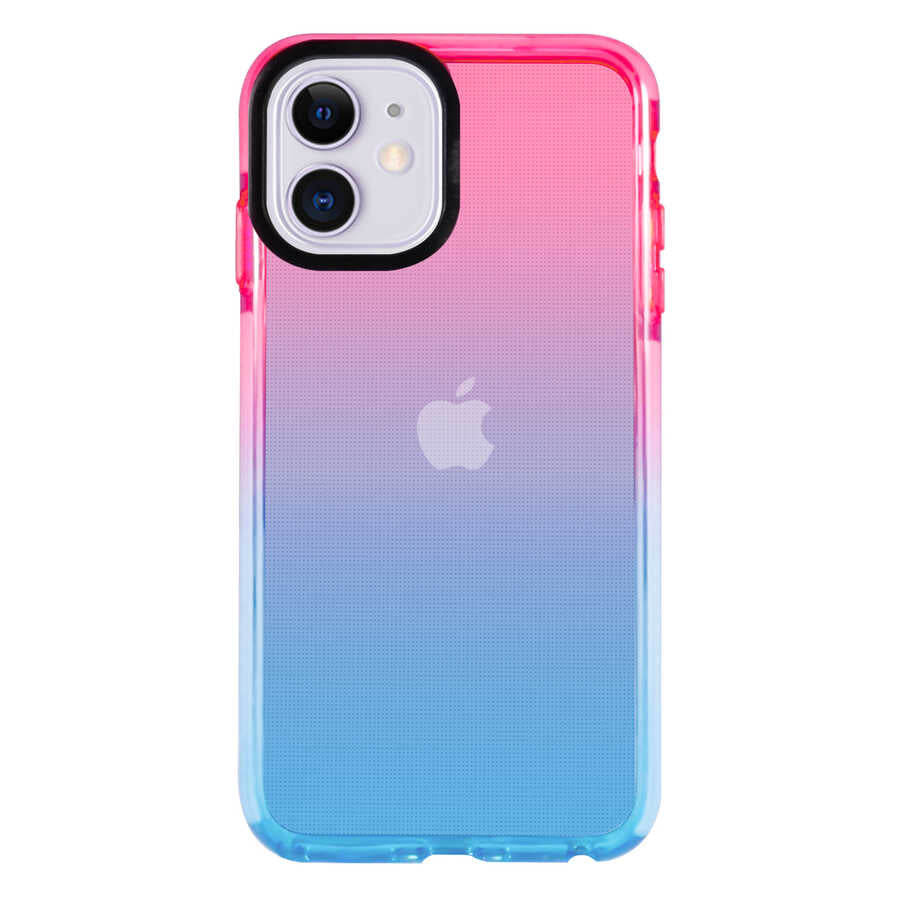 Apple iPhone 11 Kılıf Zore Renkli Punto Kapak Pembe-Mavi