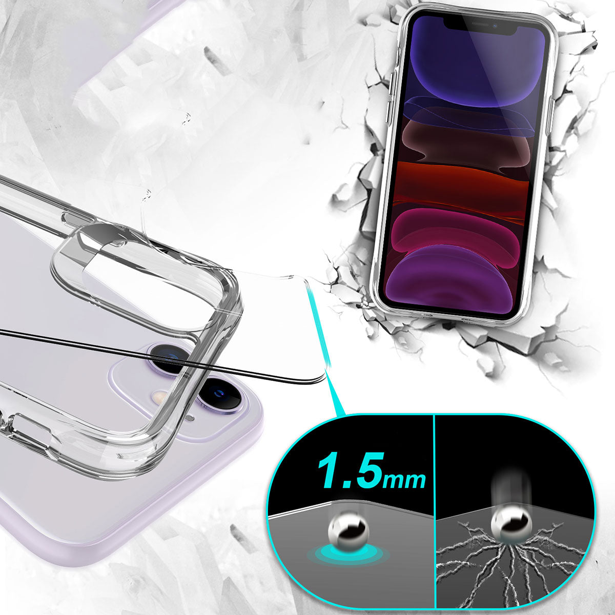 Apple iPhone 11 Kılıf Zore Şeffaf Ultra İnce Airbag Tasarımlı Okka Kapak Renksiz