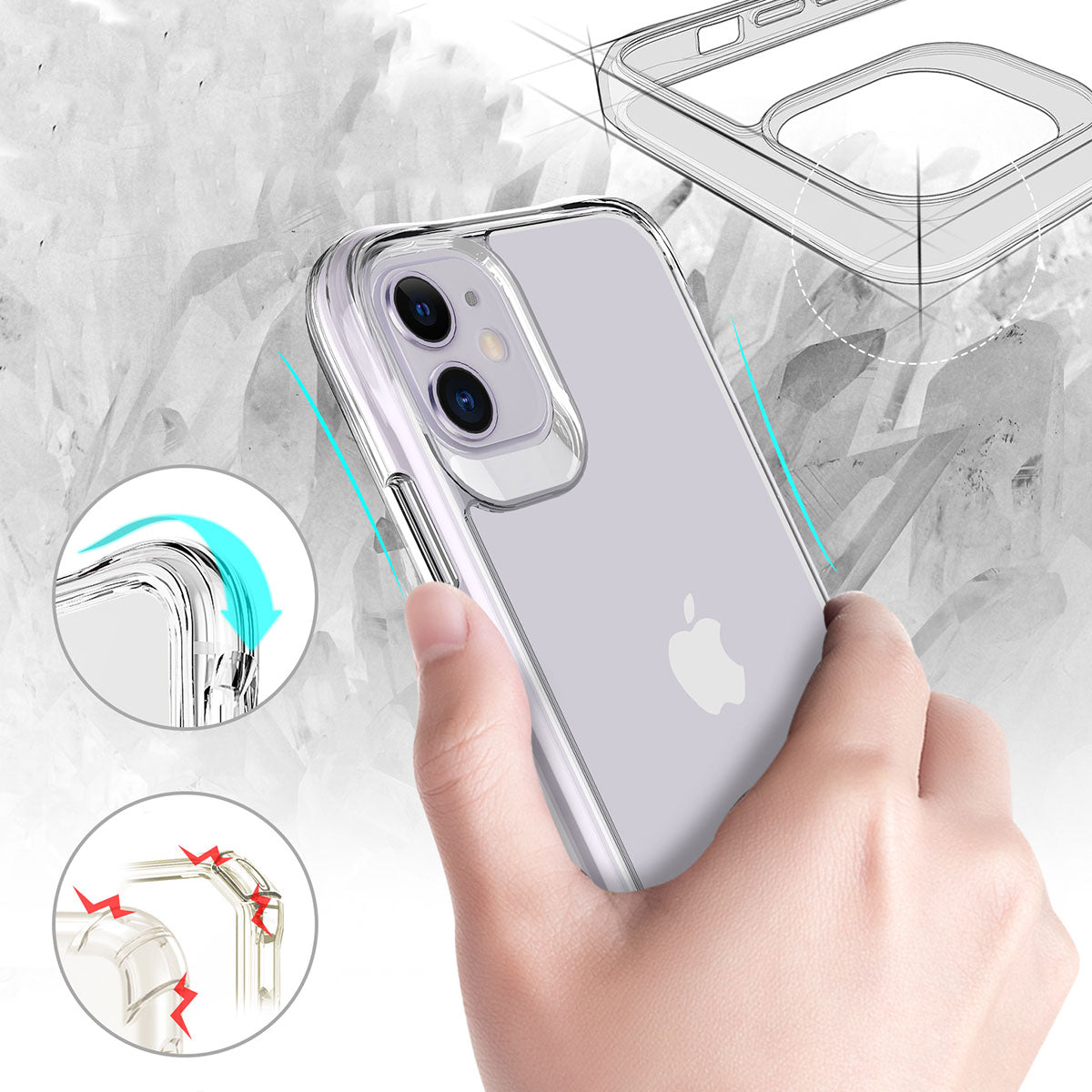 Apple iPhone 11 Kılıf Zore Şeffaf Ultra İnce Airbag Tasarımlı Okka Kapak Renksiz