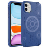 Apple iPhone 11 Kılıf Zore Wireless Şarj Özellikli Desenli Hot Kapak Lacivert
