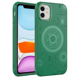 Apple iPhone 11 Kılıf Zore Wireless Şarj Özellikli Desenli Hot Kapak Koyu Yeşil