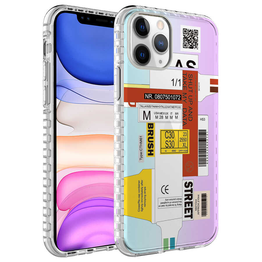 Apple iPhone 11 Pro Kılıf Airbag Kenarlı Renkli Desenli Silikon Zore Elegans Kapak NO2