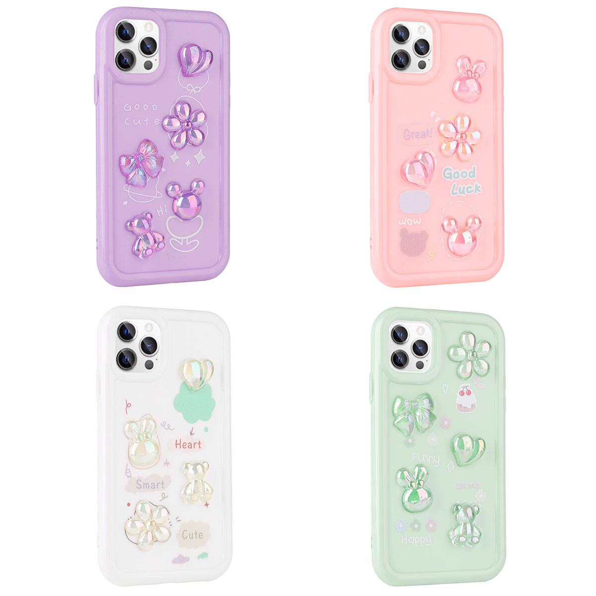 Apple iPhone 11 Pro Kılıf Kabartma Figürlü Parlak Zore Toys Silikon Kapak Beyaz